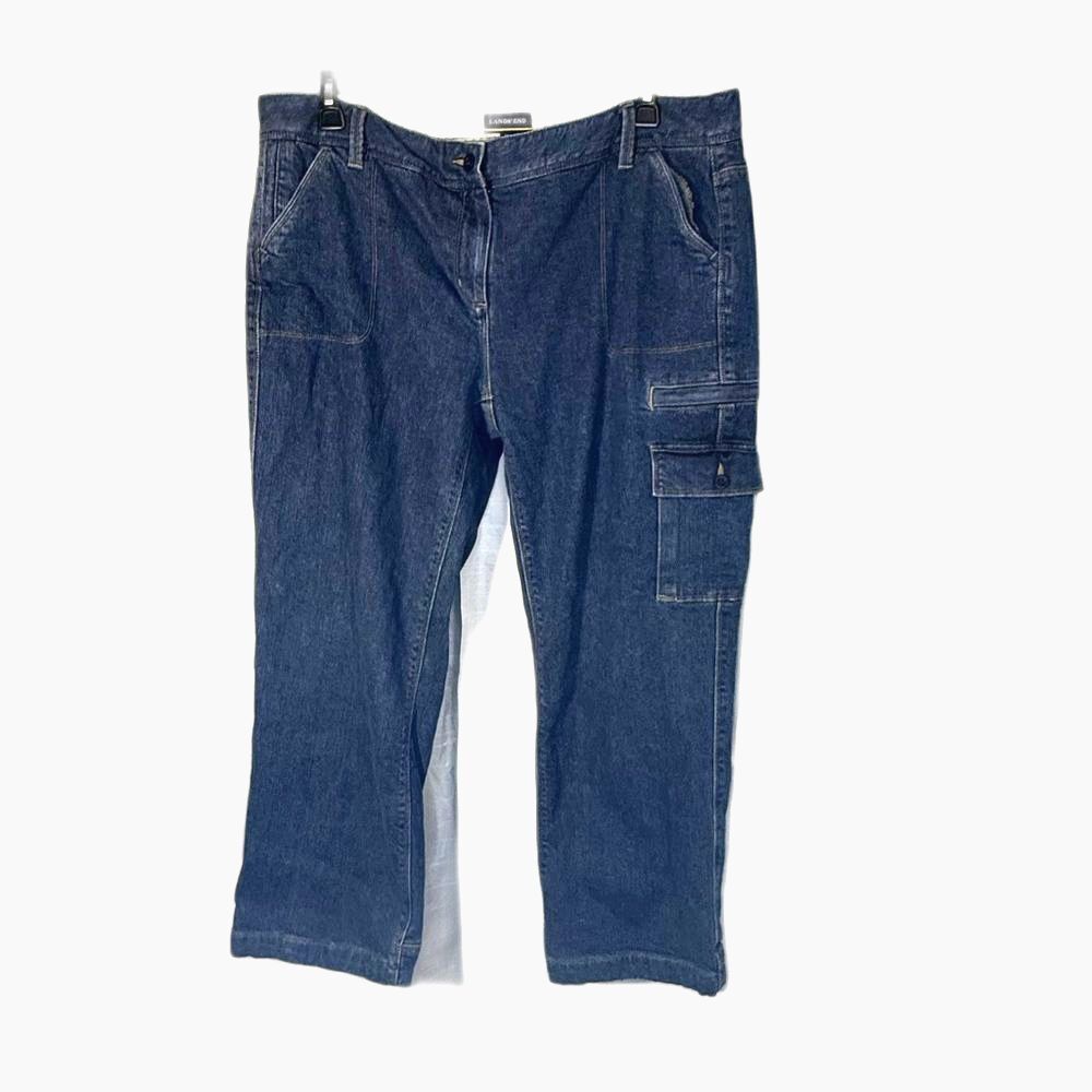 Lands' End‎ Denim Cargo Pants with cotton lining size 18P heavy weight